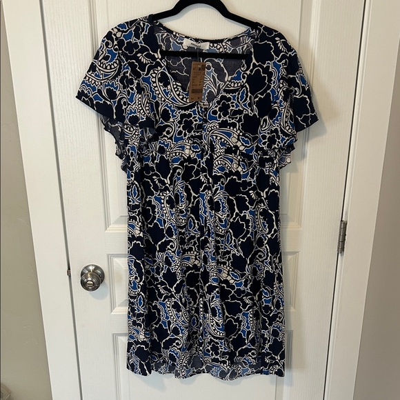 Promod Navy and Black Floral Mini Dress - Picture 1 of 5